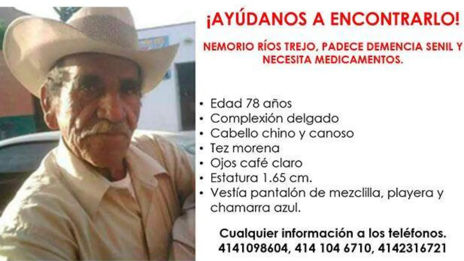 Buscan a Nemorio Rios